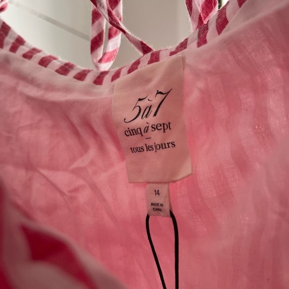 NWT CINQ À SEPT Avva tiered striped cotton midi dress Size 14 - Picture 10 of 10